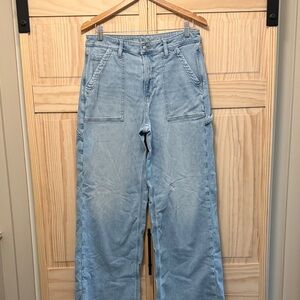 American Eagle Outfitters Light Blue Wide-Leg Utility Jeans